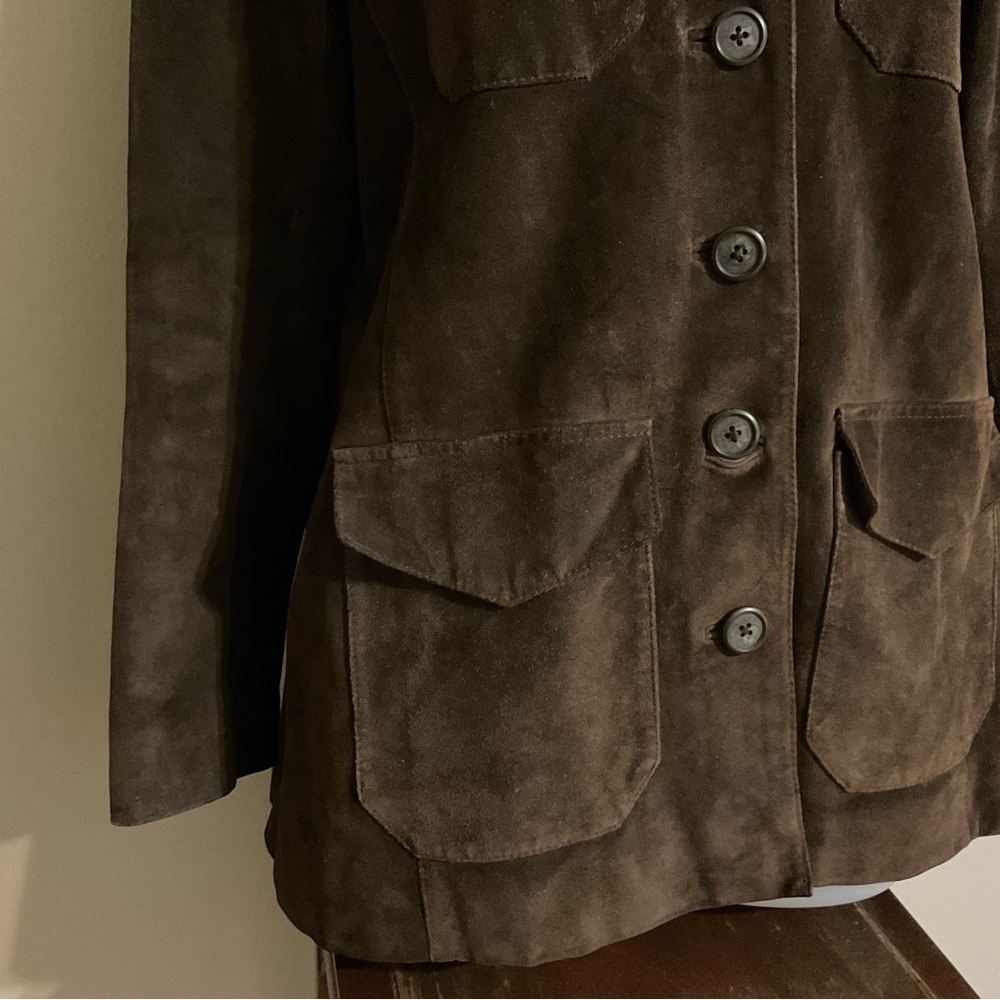 Vtg Charter Club Brown Suede Button-Front Jacket - Picture 3 of 6